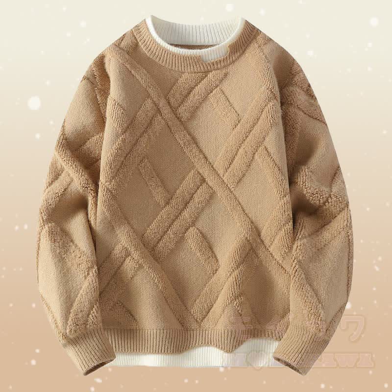 Faux Layered Knit Sweater Corduroy Pants Two Pieces - Khaki Sweater - 4XL - image 9