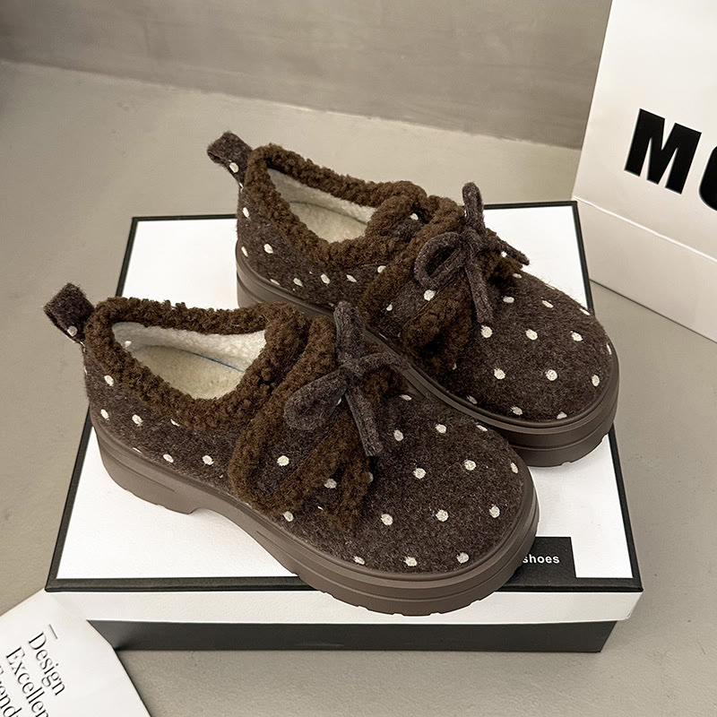 Vintage Polka Dot Plush Casual Shoes - image 11