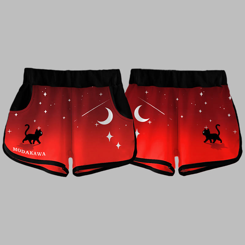 Modakawa Gradient Kitty Moon Star Print Casual Shorts - image 4