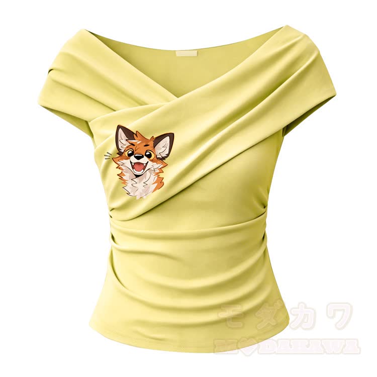 MODAKAWA X atka Fox Graphic Off Shoulder Top & Cargo Pants - Yellow Top - 2XL - image 7