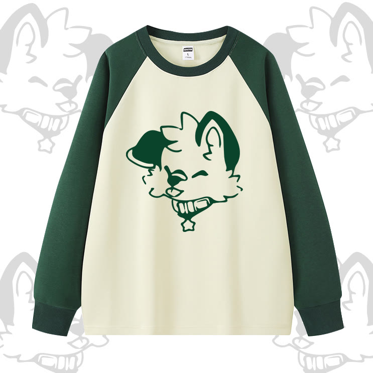 MODAKAWA x Popipeko Dog Print Colorblock Collaboration Sweatshirt - Green - 5XL - image 4