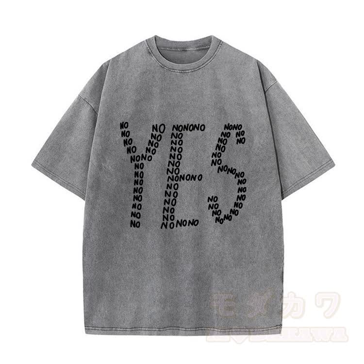 YES Graphic Modakawa Vintage Washed 100% Cotton T-shirt - Grey - 5XL - image 8