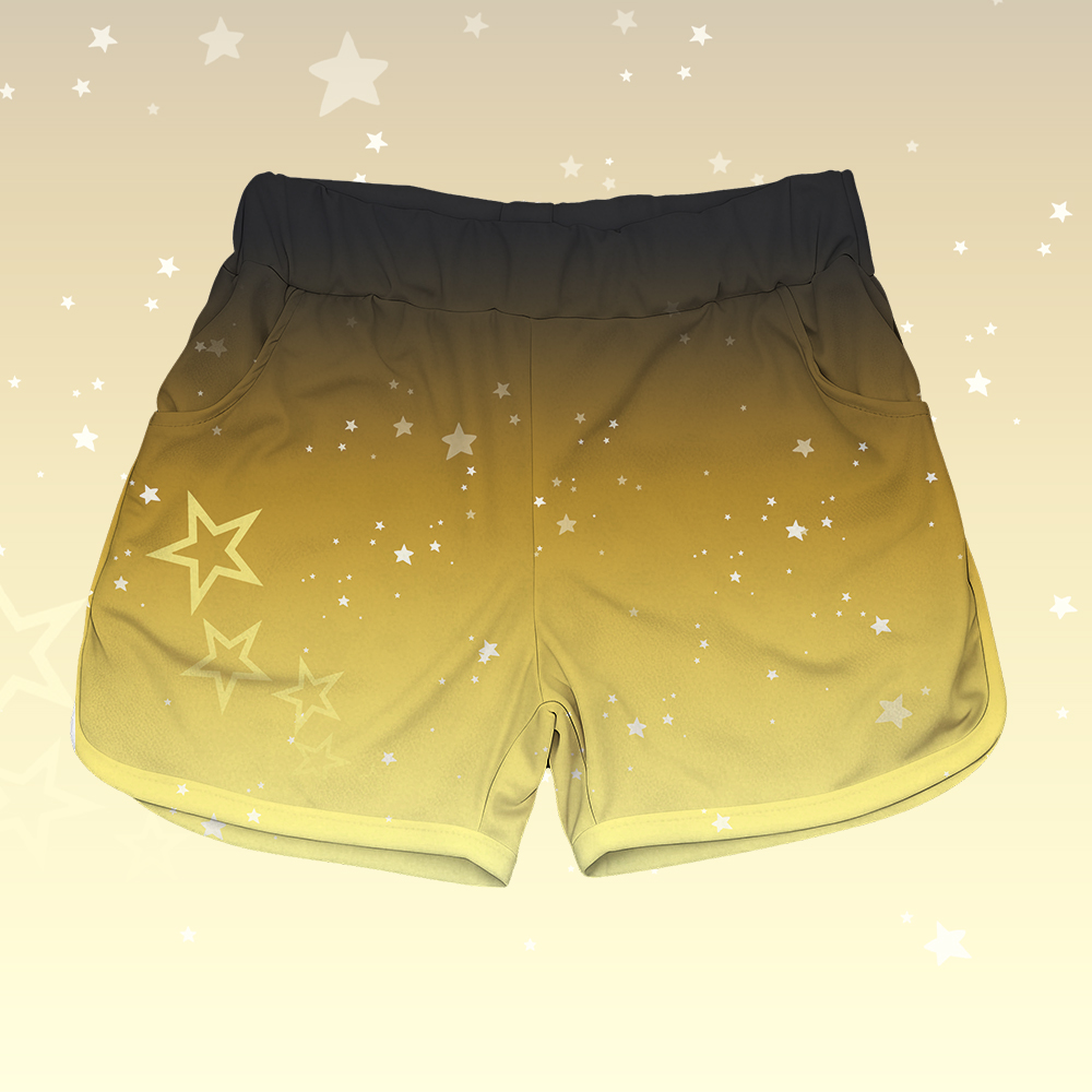 Star Graphic 100% Cotton T-shirt Gradient Shorts Modakawa Matching Outfit - Yellow & Black Shorts - 5XL - image 8