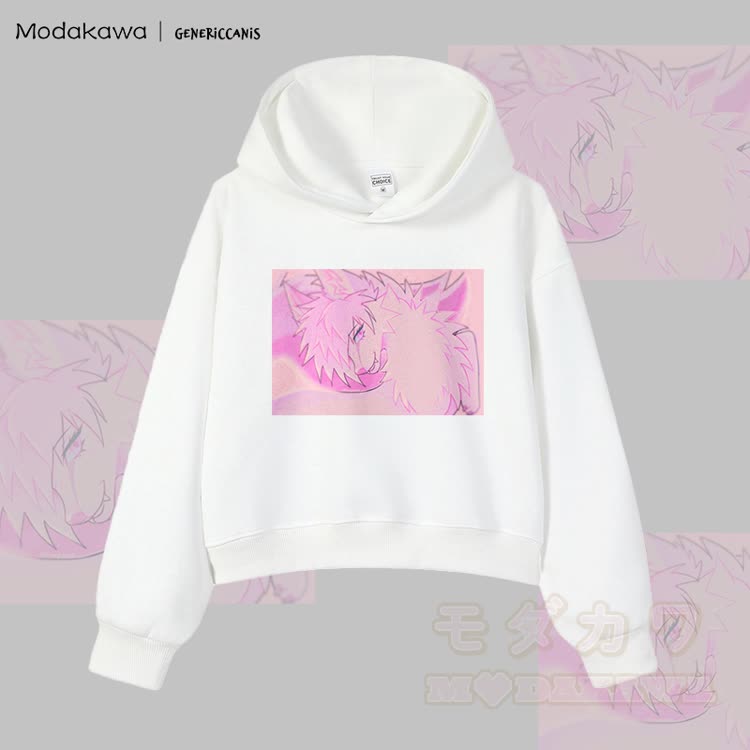 MODAKAWA X genericcanis Character Fox Graphic Cropped Cotton Hoodie - White - 3XL - image 5
