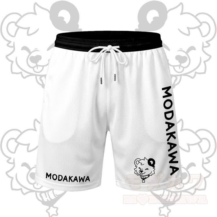 MODAKAWA X popipeko Tongue Out Bear Graphic Men's Sports T-shirt Drawstring Shorts Matching Outfit - White Shorts - 5XL - image 8