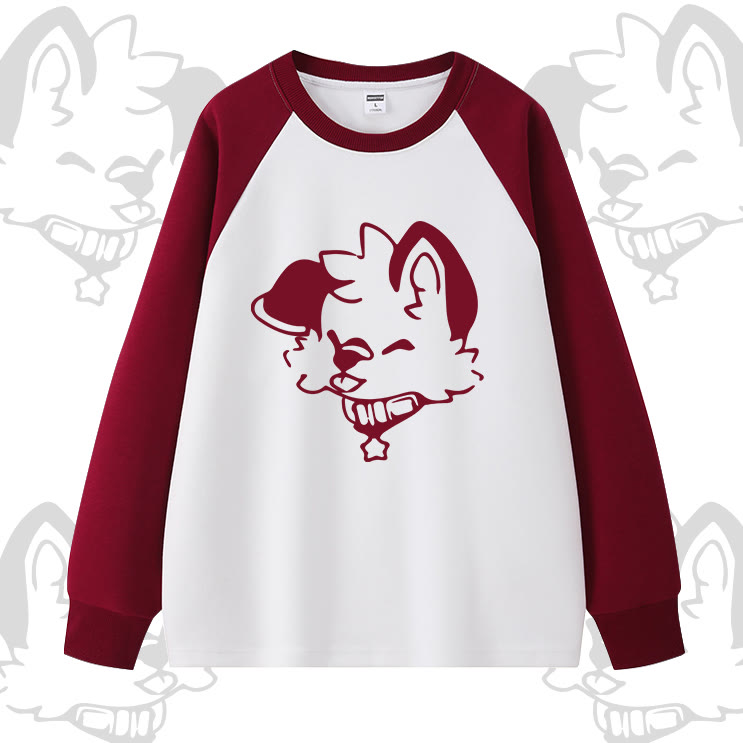 MODAKAWA x Popipeko Dog Print Colorblock Collaboration Sweatshirt - Red - 5XL - image 3