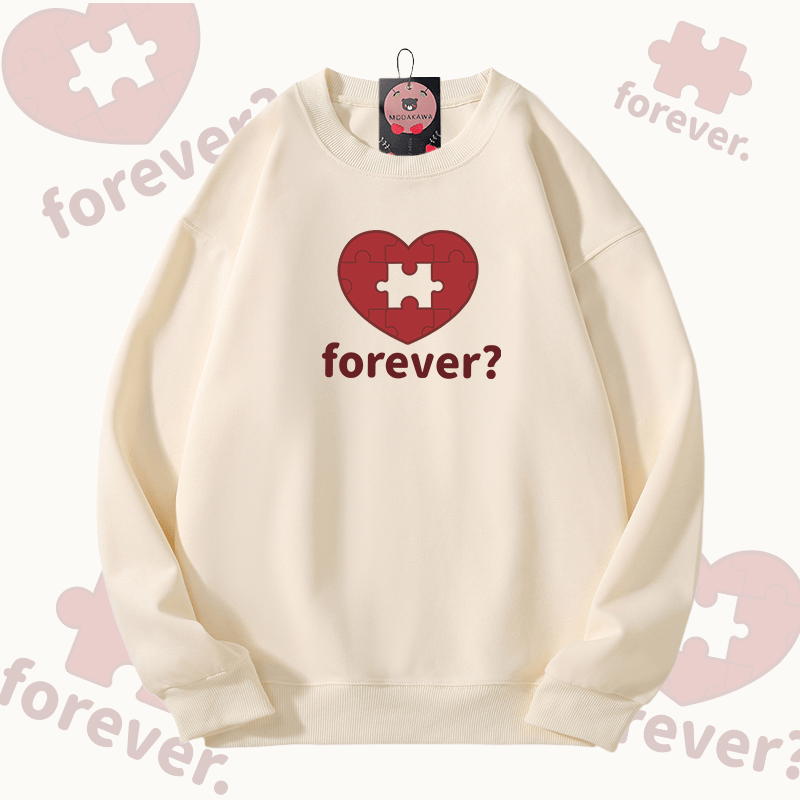 MODAKAWA FOREVER Puzzle Heart Graphic Unisex Sweatshirt - Beige - 5XL - image 6