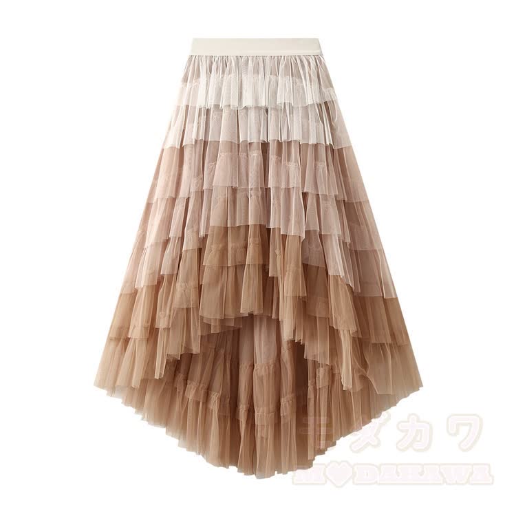 Modakawa Off Shoulder Top & Layered Mesh Maxi Skirt - Khaki Skirt - One Size - image 14