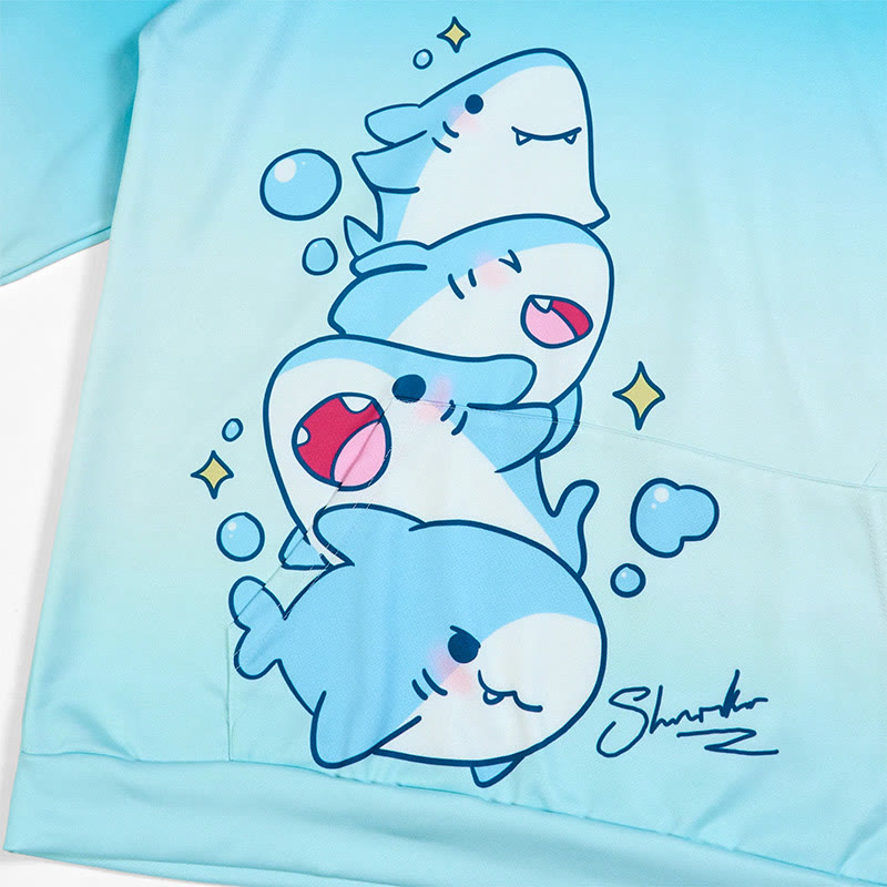 Modakawa Shark Letter Print Loose Hoodie - image 7