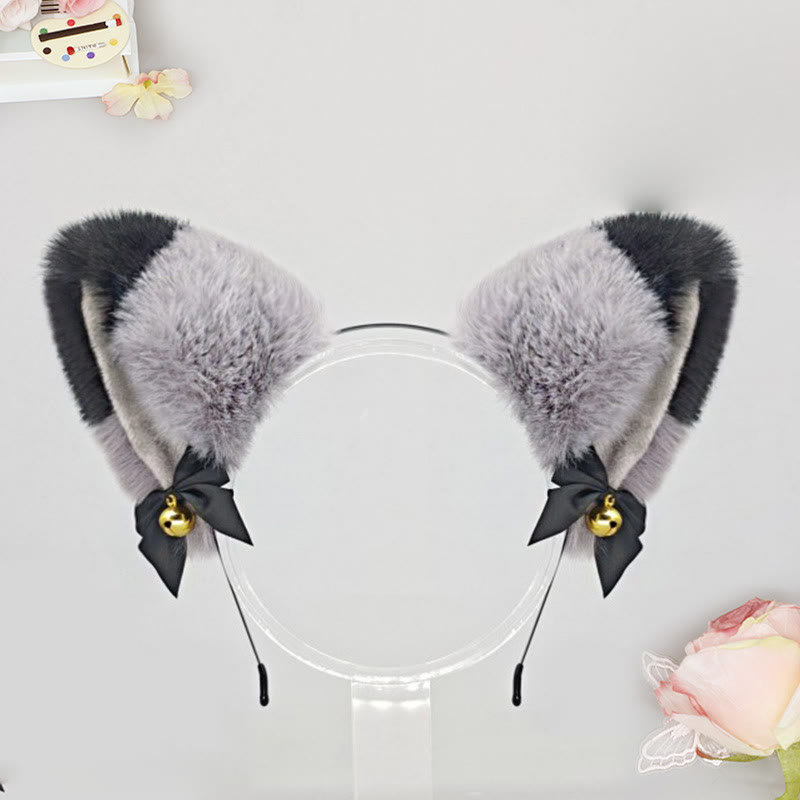 Halloween Furry Bow Animal Ears Headband and Tail - Gray & Black Headband - One Size - image 15