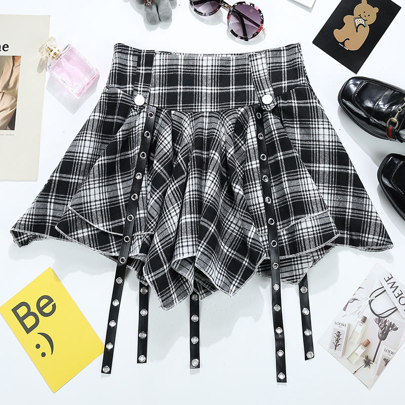 Christmas Hooded Knit Sweater and Plaid Skirt Two Pieces Set - Black Skirt - XL - image 10