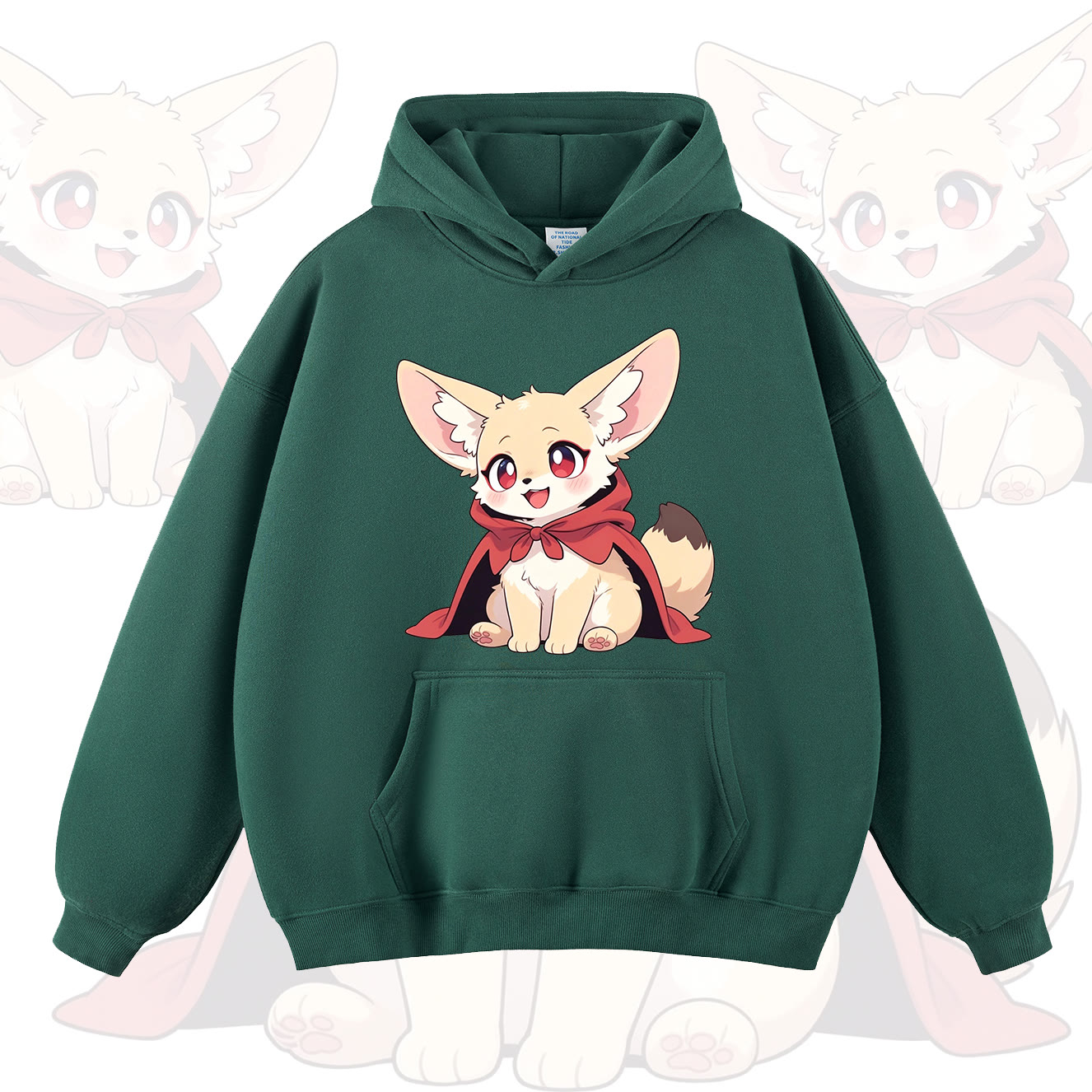 MODAKAWA Cute Fox Print Hoodie - Green - 2XL - image 10