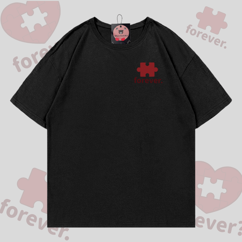 MODAKAWA FOREVER Puzzle Heart Graphic T-shirt - Black B - 5XL - image 9