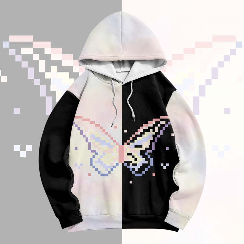 Butterfly Graphic Modakawa Color Block Pullover Hoodie - image 3