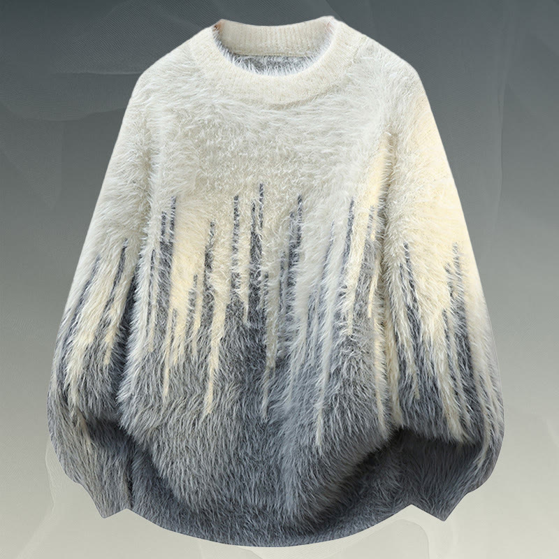 Fuzzy Knit Sweater Denim Pants Two Pieces - Grey Sweater - 2XL - image 8
