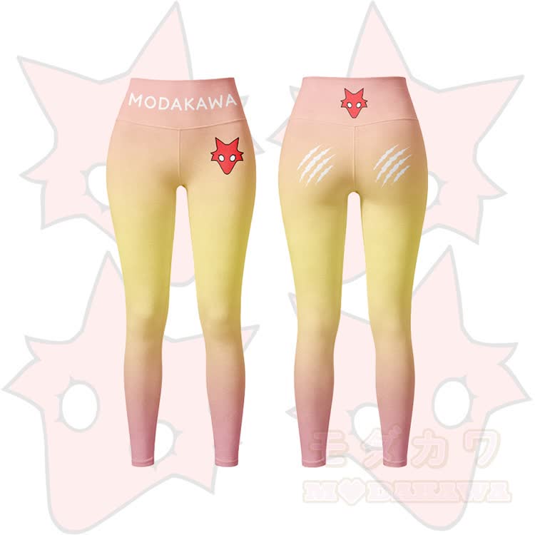 MODAKAWA X TiramisuRat Rat Graphic Gradient Sports Bra Top Leggings Matching Outfit - Yellow Leggings - 5XL - image 8