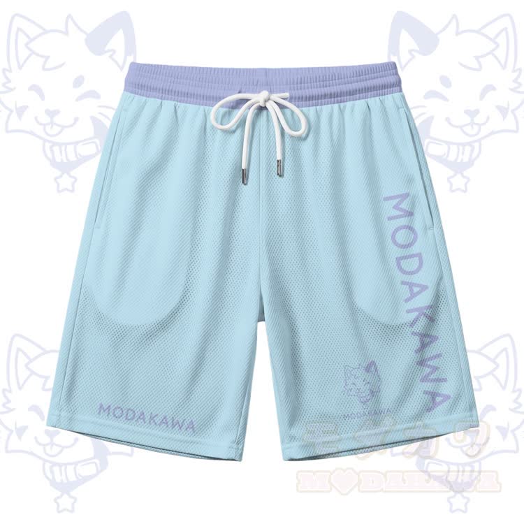 Tongue Out Kitty Graphic Sports Sleeveless Quick Dry Tank Top Shorts Modakawa Matching Outfit - Sky Blue Shorts - 5XL - image 10
