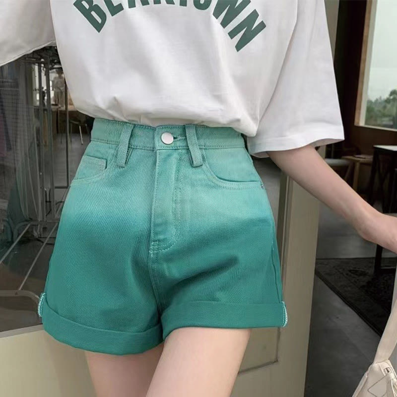 Gradient Pockets Denim Casual Shorts - image 3