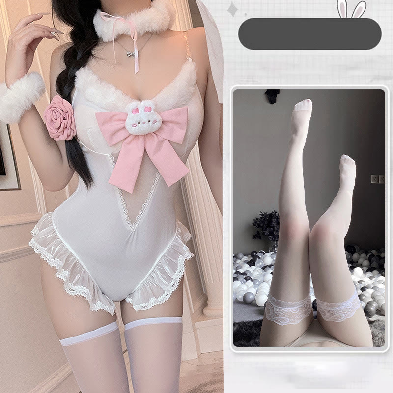 Sexy Bunny Girl Costume Lingerie - LIngerie+Lace Stockings - F - image 8