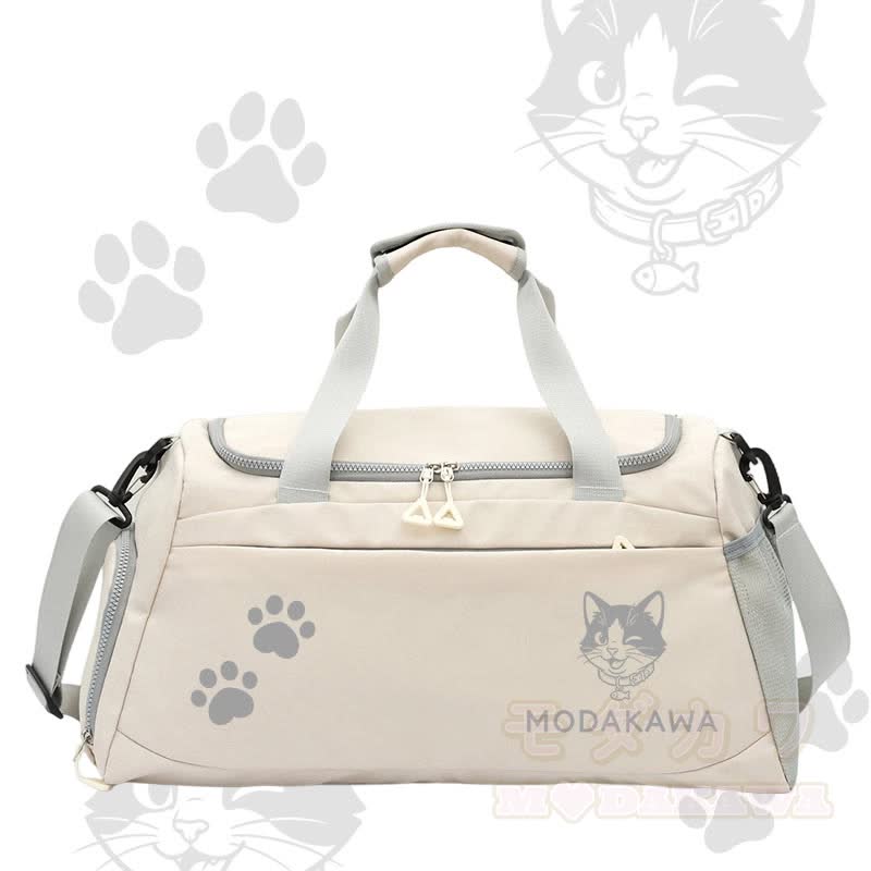 Cat Graphic Modakawa Large Capacity Sports Gym Duffel Bag - White - 55*28*26 cm - image 5