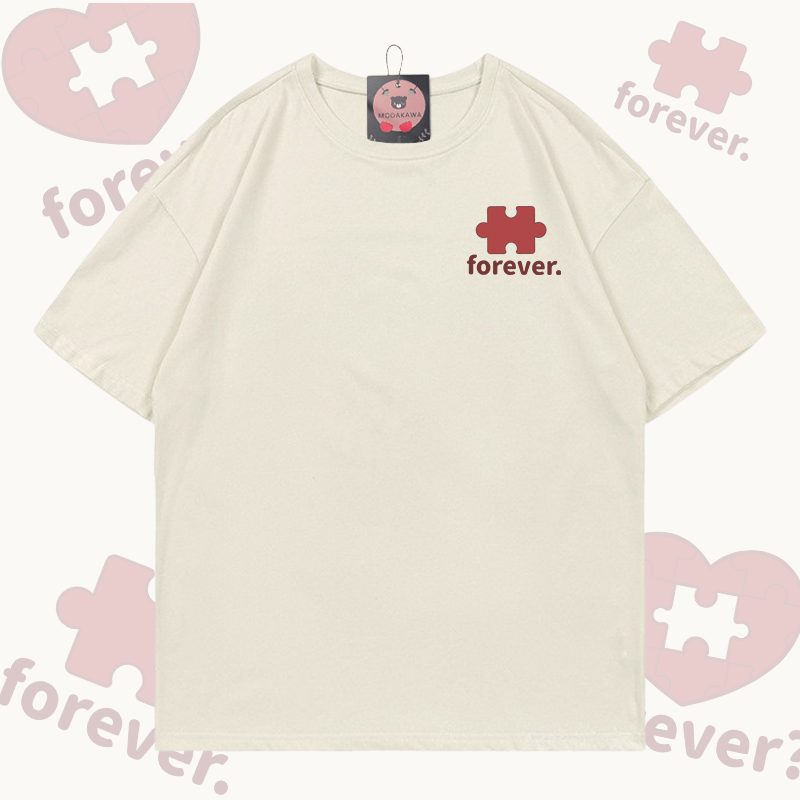 MODAKAWA FOREVER Puzzle Heart Graphic T-shirt - Beige B - 5XL - image 5