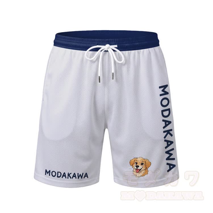 Puppy Graphic Men's Sports T-shirt Drawstring Shorts Modakawa Matching Outfit - White Shorts - 5XL - image 8