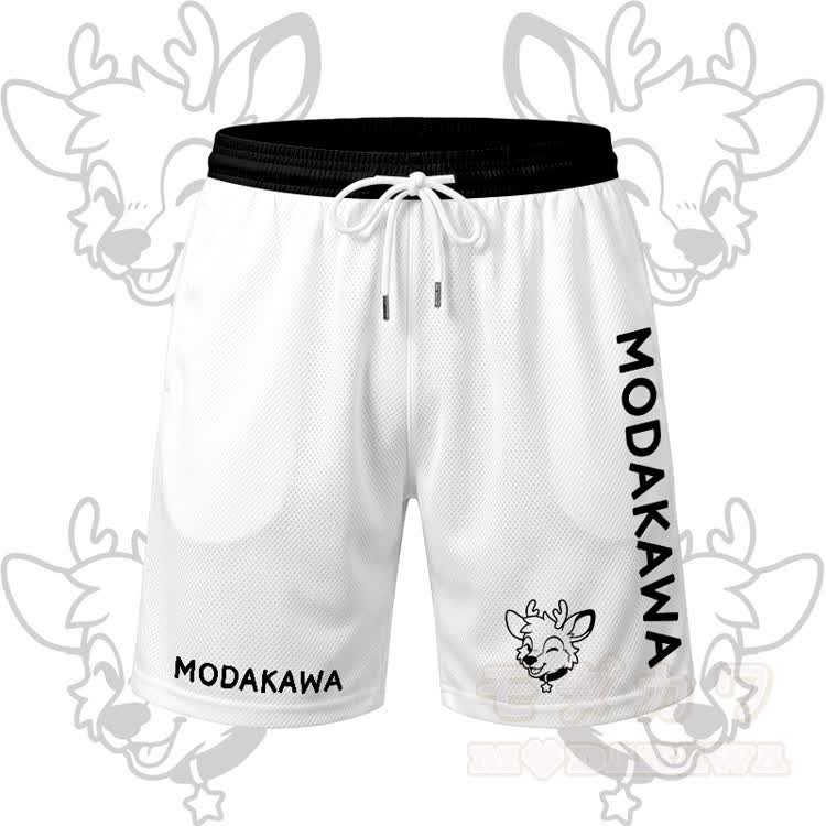 MODAKAWA X popipeko Deer Graphic Men's Sports T-shirt Drawstring Shorts Matching Outfit - White Shorts - 5XL - image 7