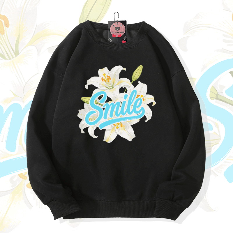 SMILE Lily Graphic Modakawa Sweatshirt - Black - 5XL - image 3