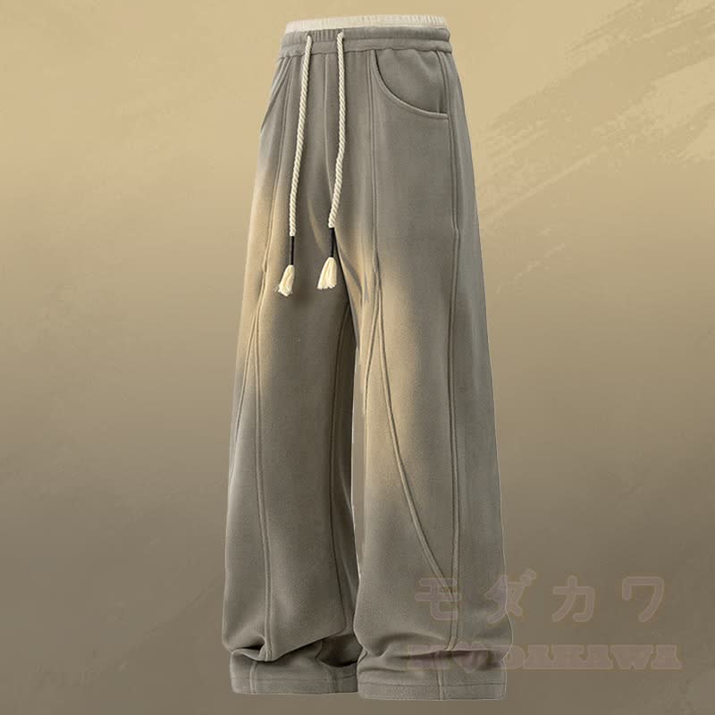 V-Neck Stripe Knit Sweater Color Block Fleece Lined Pants Two Pieces - Grey Pants - 4XL - image 8