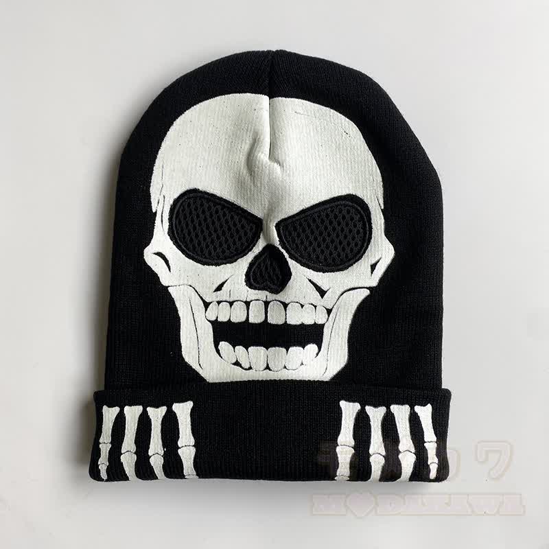 Halloween Glow-in-the-Dark Skull Hat and Gloves Set - Hat - One Size - image 6