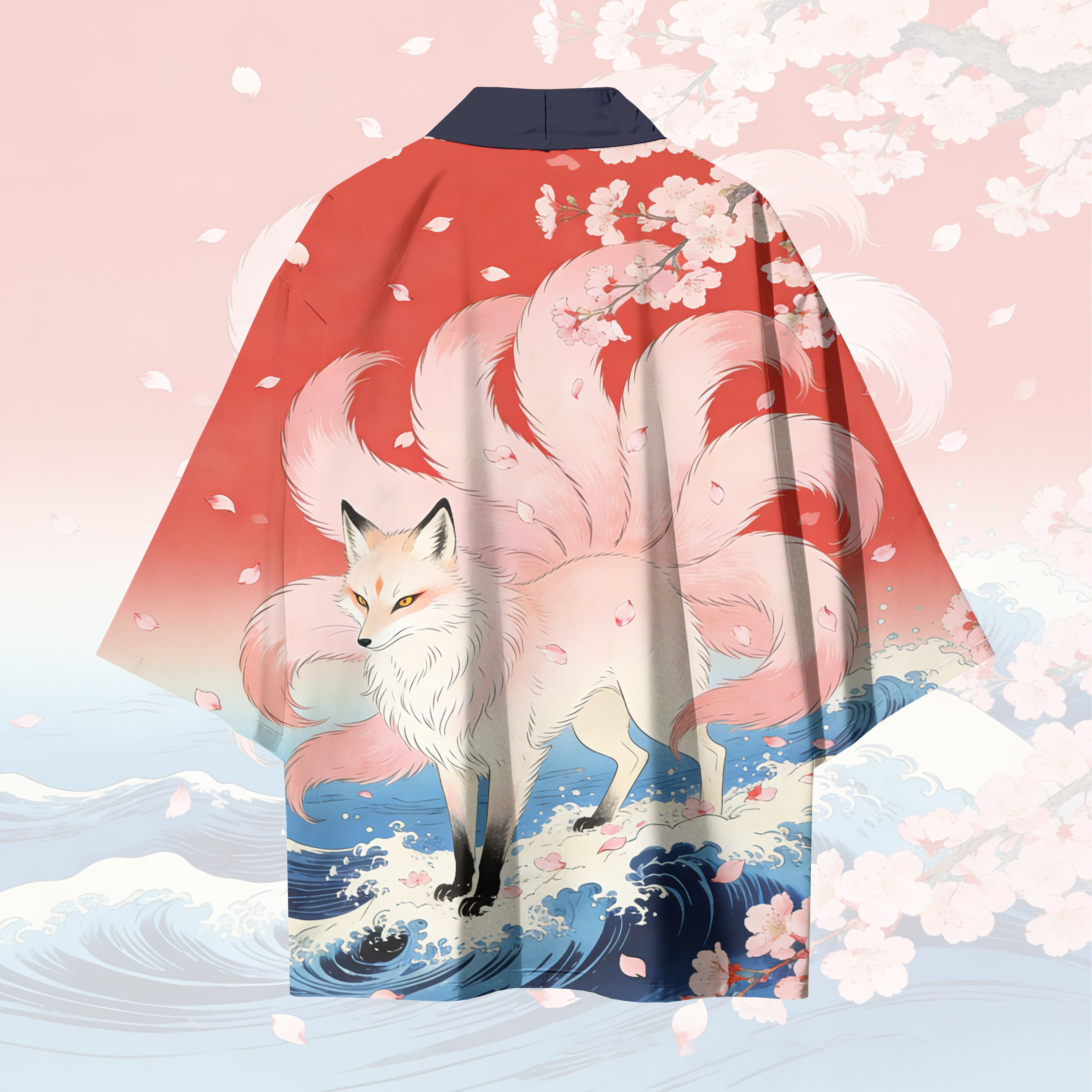 Nine-Tailed Fox Graphic Modakawa Cardigan Kimono Outerwear - image 3