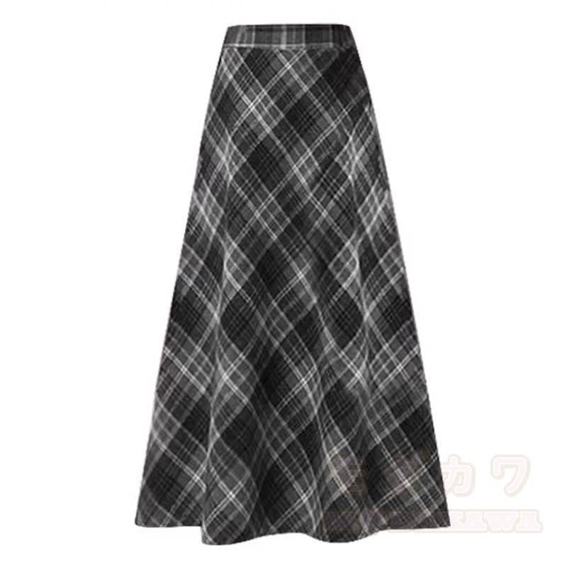 Vintage Knit Cardigan High Waist Plaid Skirt Two Pieces Set - Skirt - 3XL - image 4