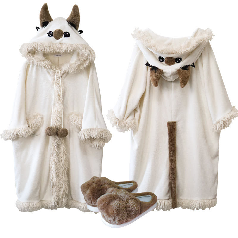 Cute Siamese Cat Cartoon Pajama Set - Robe+Slippers - XL - image 4