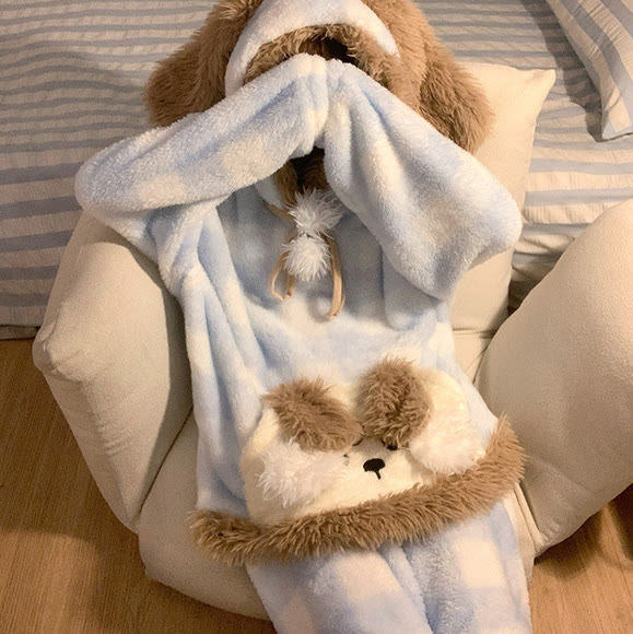 Sweet Puppy Plush Hooded Pajama Set - image 6