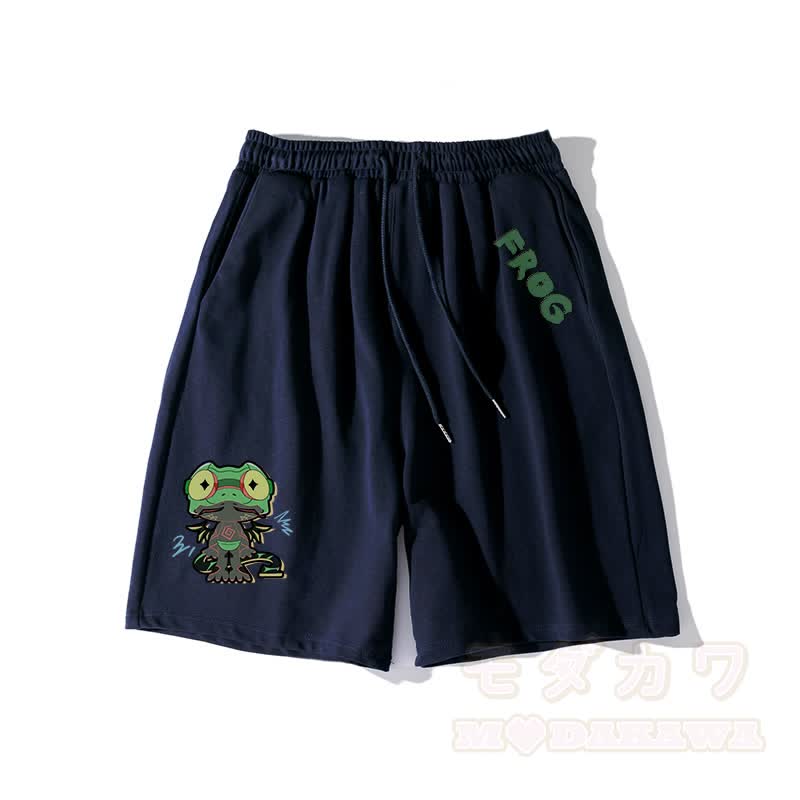 Funny Frog Graphic Dark Aesthetic Shorts - Purplish Blue - 5XL - image 6