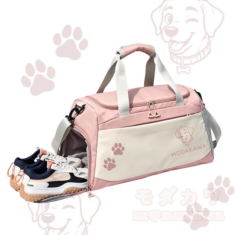 Tongue Out Puppy Graphic Modakawa Large Capacity Sports Gym Duffel Bag - Pink - 55*28*26 cm - image 4