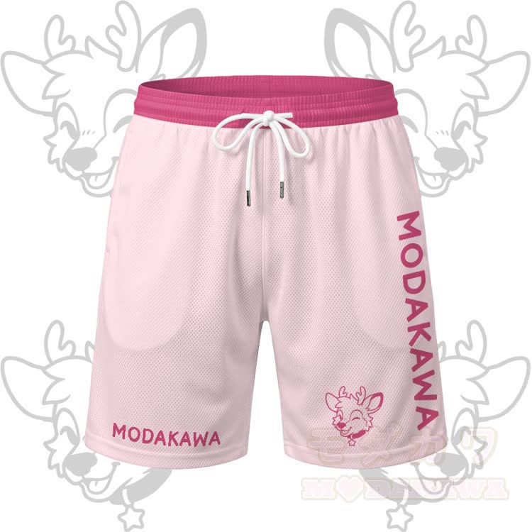 MODAKAWA X popipeko Deer Graphic Men's Sports T-shirt Drawstring Shorts Matching Outfit - Pink Shorts - 5XL - image 8