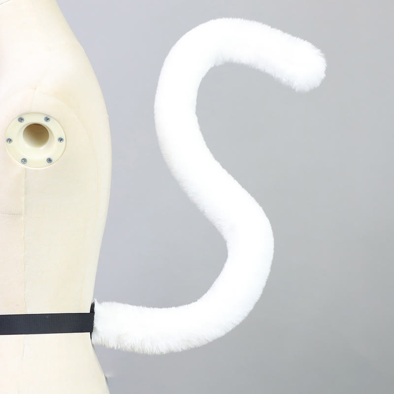 Halloween Furry Bow Animal Ears Headband and Tail - White Cat Tail - One Size - image 23