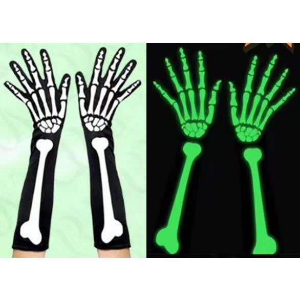 Halloween Glow-in-the-Dark Bone Tights - Glow-in-the-Dark Gloves - 38cm - One Size - image 23
