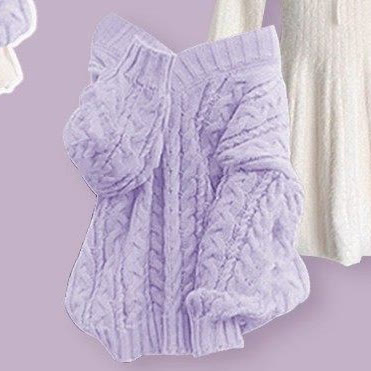 Sweet V-Neck Knit Sweater and Dress Two Pieces Set - Purple Top - 4XL - image 14