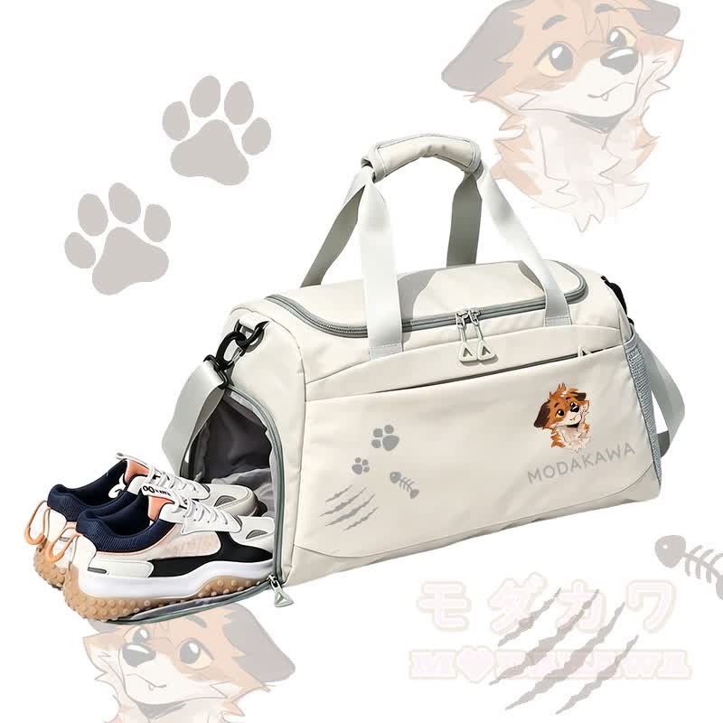 MODAKAWA X atka Anticipating Fox Graphic Large Capacity Sports Gym Duffel Bag - White - 55*28*26 cm - image 6