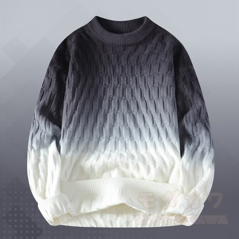 Gradient Knit Textured Sweater Corduroy Pants Two Pieces - White Sweater - 3XL - image 8