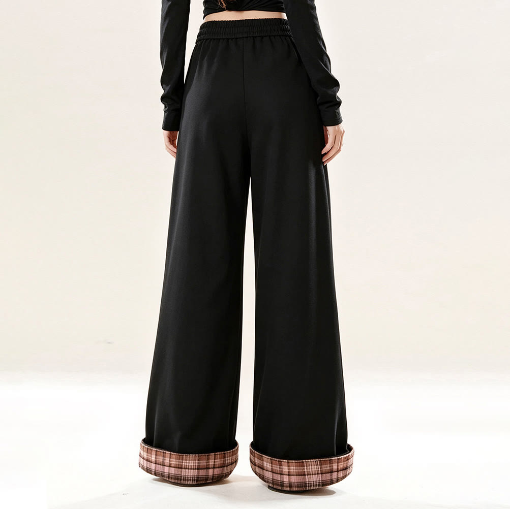 Black Color Block Plaid Contrast Sweatpants - image 8