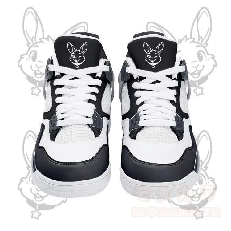 Wink Bunny Graphic Modakawa Lace Up Sports Air Cushion Shoes - Black - 48 - image 5