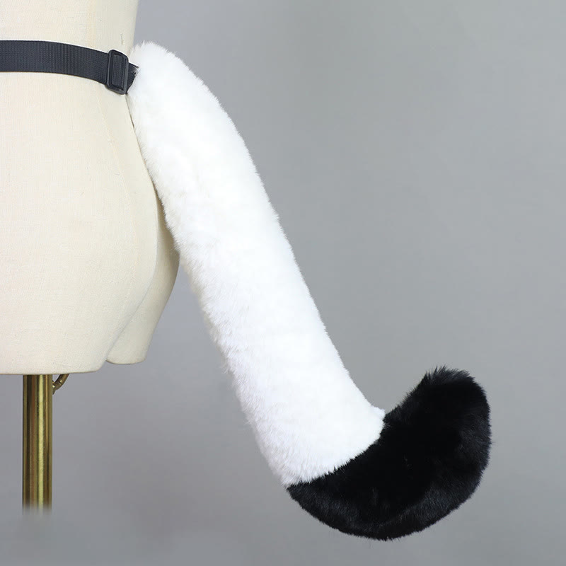 Halloween Furry Bow Animal Ears Headband and Tail - White & Black Fox Tail - One Size - image 45