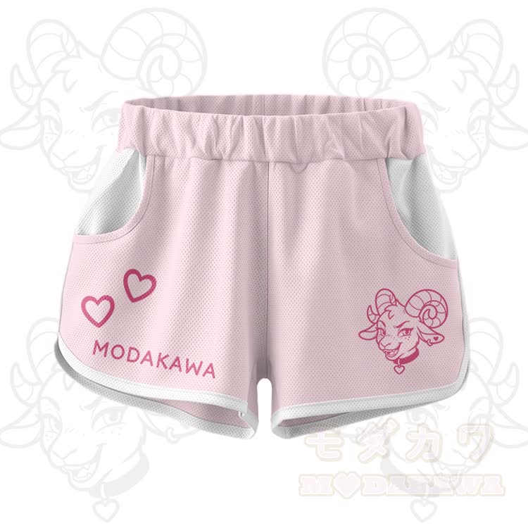 Goat Graphic Crop Tank Sport Top Shorts Modakawa Matching Outfit - Pink Shorts - 5XL - image 11