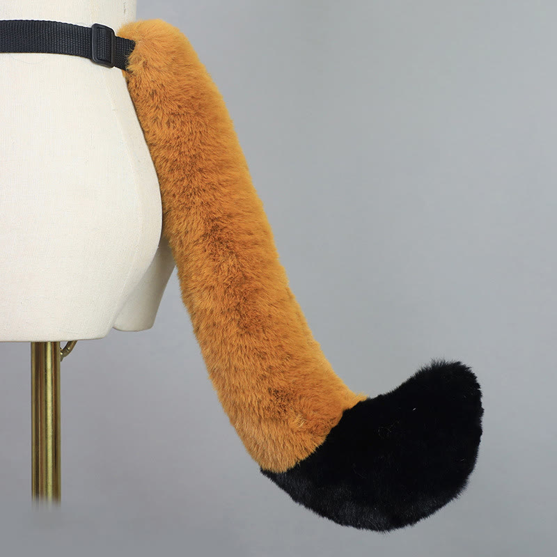 Halloween Furry Bow Animal Ears Headband and Tail - Camel & Black Fox Tail - One Size - image 56