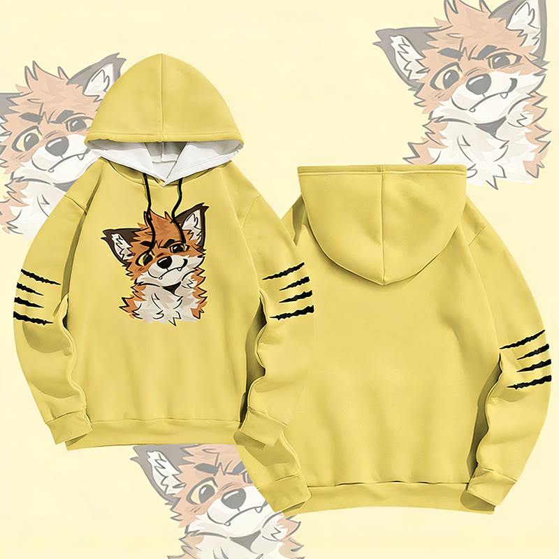 MODAKAWA X atka Funny Fox Graphic All Over Print Pullover Hoodie - Yellow - 8XL - image 4
