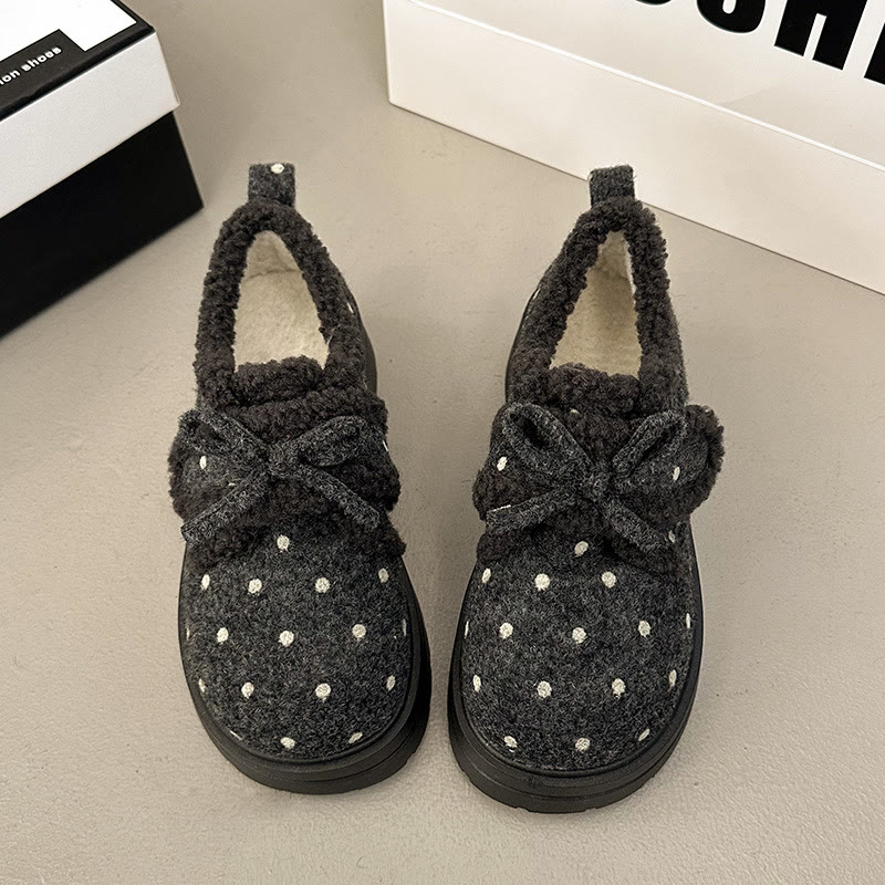 Vintage Polka Dot Plush Casual Shoes - image 4