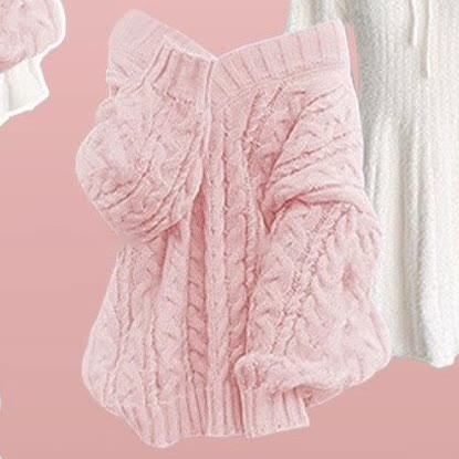 Sweet Knit Sweater and Slip Dress Two Pieces Set - Pink Top - 4XL - image 9